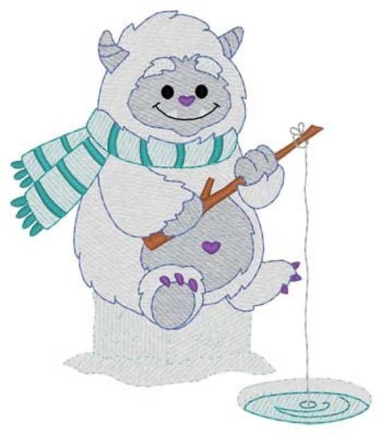 Picture of Ice Fishing Yeti Machine Embroidery Design