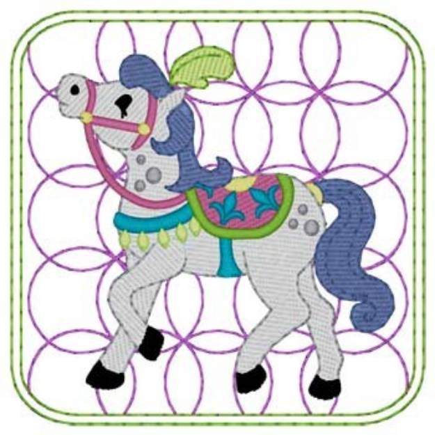 Picture of Circus Horse Quilt Square Machine Embroidery Design