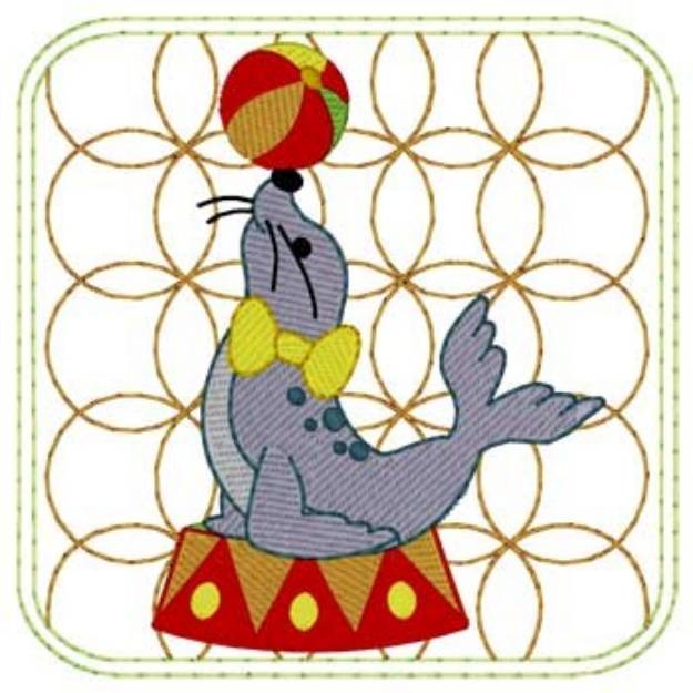 Picture of Circus Seal Quilt Square Machine Embroidery Design