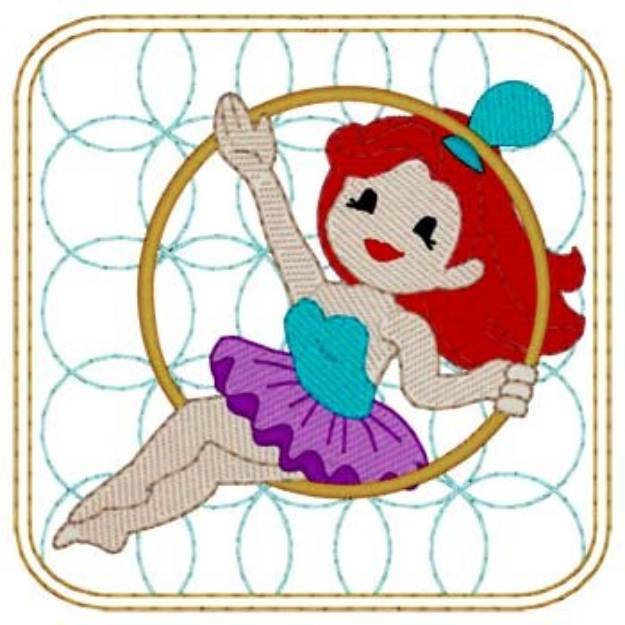 Picture of Circus Acrobat Girl Quilt Square Machine Embroidery Design