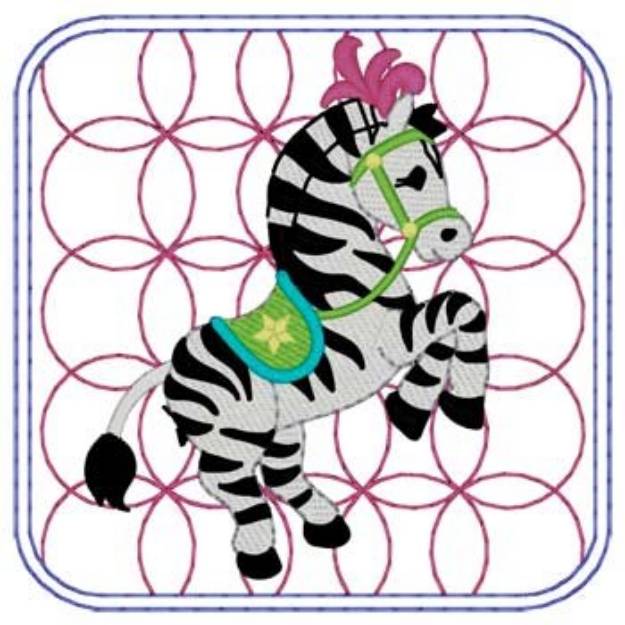 Picture of Circus Zebra Quilt Square Machine Embroidery Design