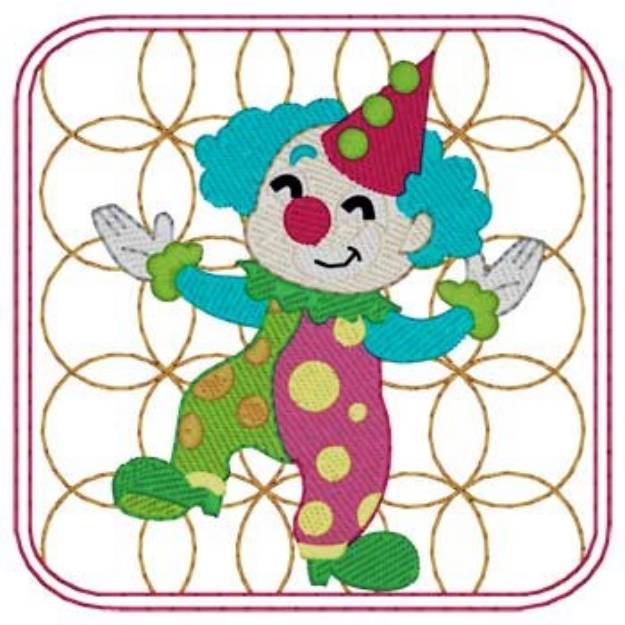 Picture of Circus Clown Quilt Square Machine Embroidery Design