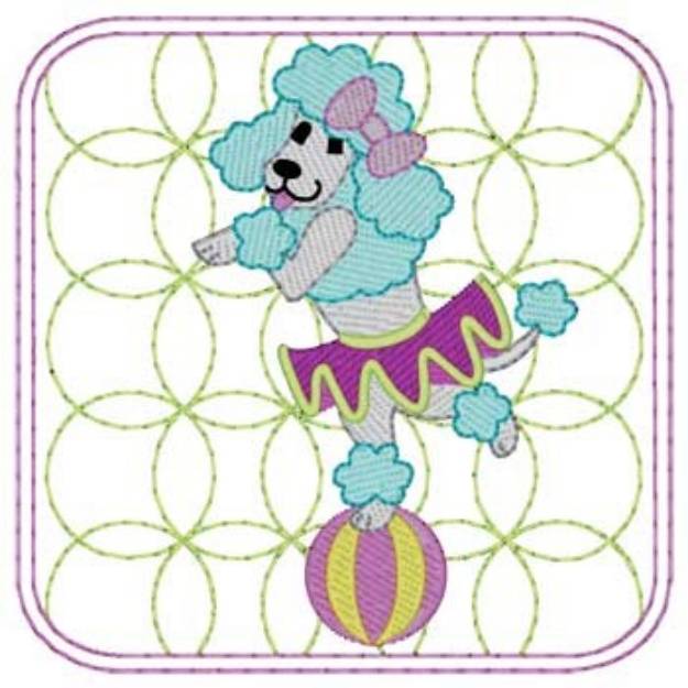 Picture of Circus Dog Quilt Square Machine Embroidery Design