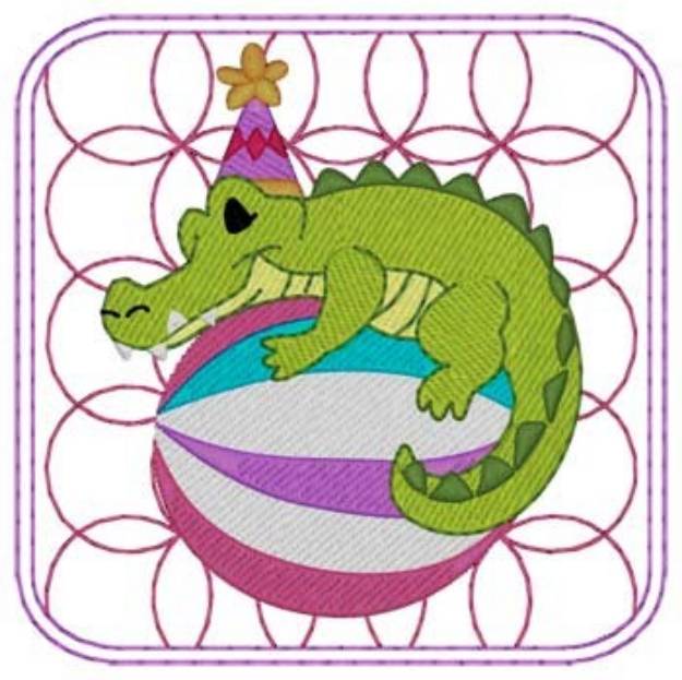 Picture of Circus Alligator Quilt Square Machine Embroidery Design