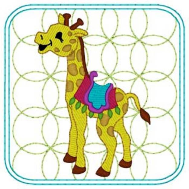 Picture of Circus Giraffe Quilt Square Machine Embroidery Design