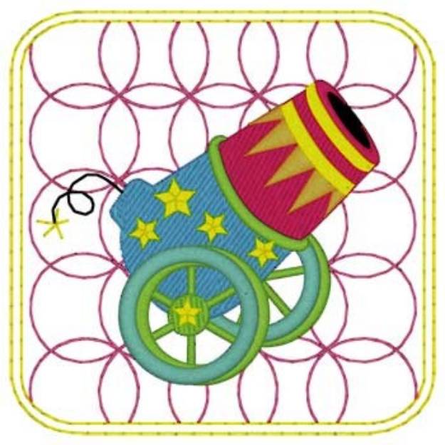 Picture of Circus Cannon Quilt Square Machine Embroidery Design