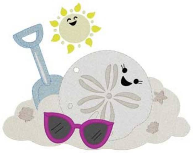 Picture of Kawaii Sand Dollar Machine Embroidery Design