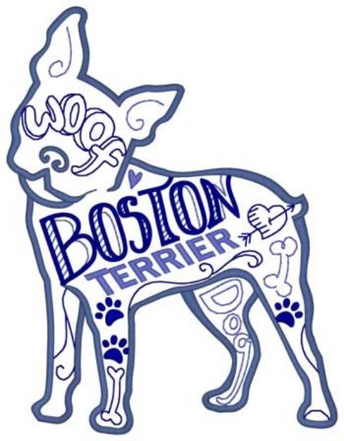 Picture of Boston Terrier Collage Machine Embroidery Design