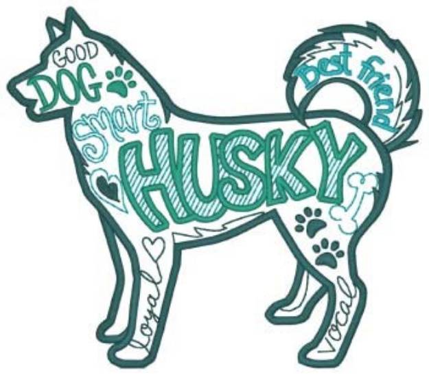 Picture of Love My Husky Collage Machine Embroidery Design