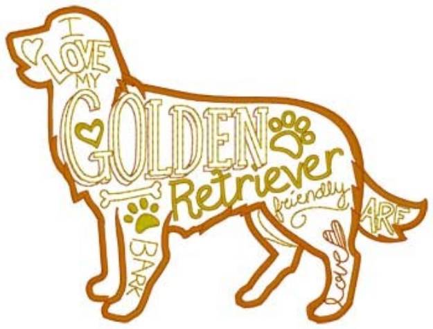 Picture of Golden Retriever Collage Machine Embroidery Design
