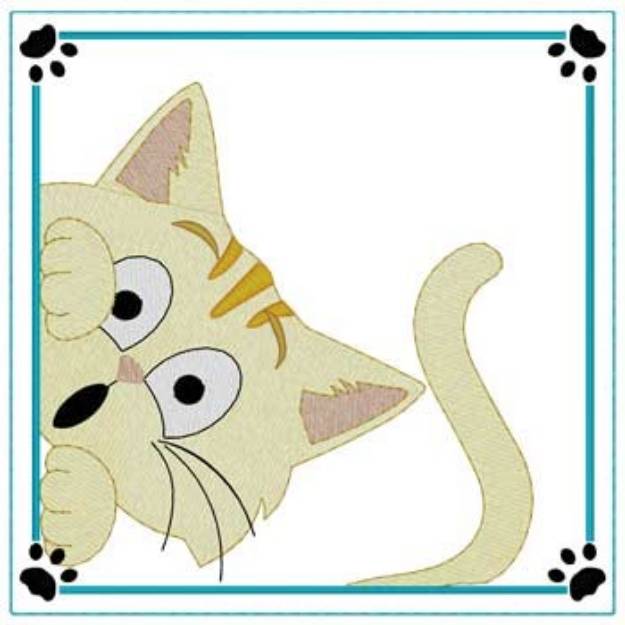 Picture of Shocked Cat Quilt Square Machine Embroidery Design
