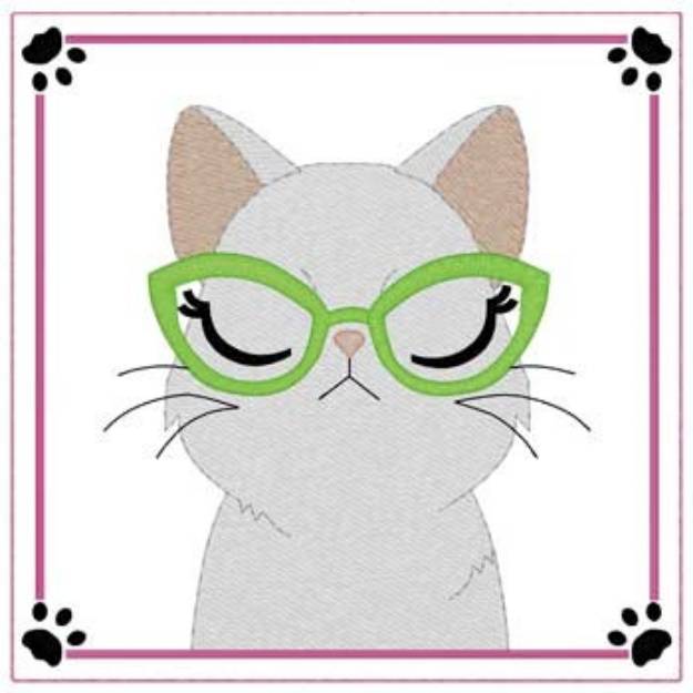 Picture of Cateye Glasses Cat Machine Embroidery Design