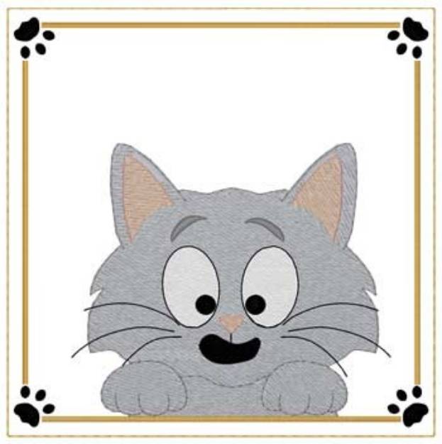 Picture of Scaredy Cat Quilt Square Machine Embroidery Design