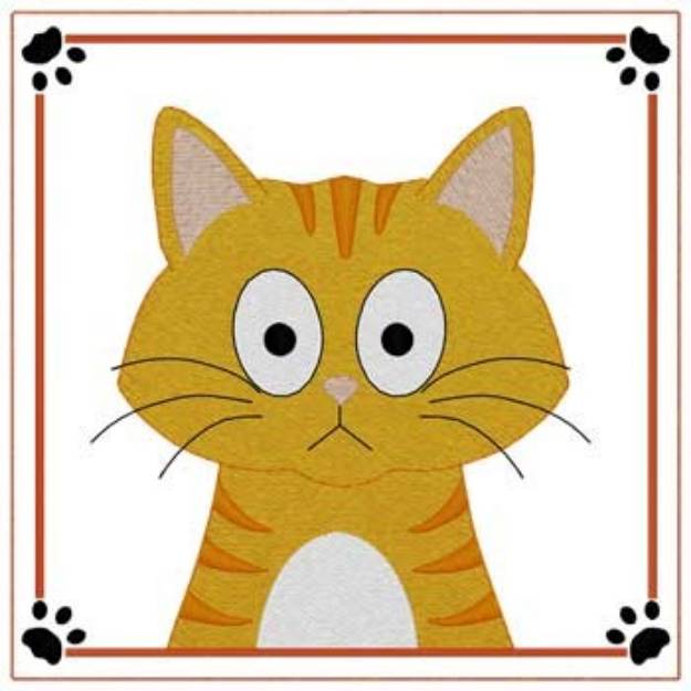 Picture of Striped Cat Quilt Square Machine Embroidery Design