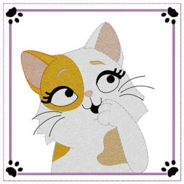 Picture of Calico Cat Quilt Square Machine Embroidery Design