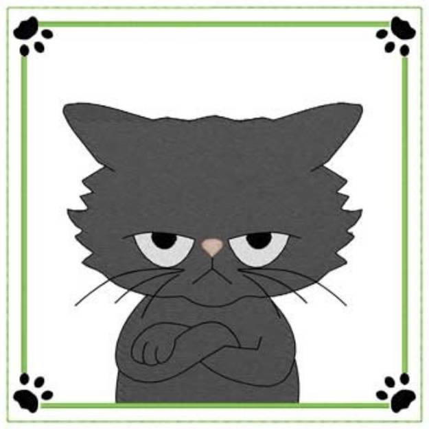 Picture of Angry Cat Quilt Square Machine Embroidery Design