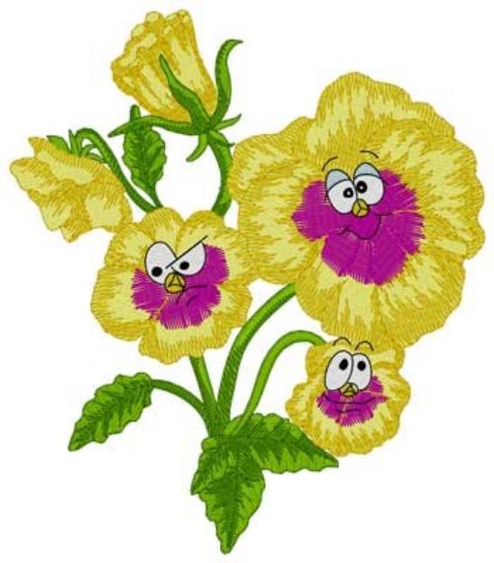 Picture of Pansies Cartoon Machine Embroidery Design