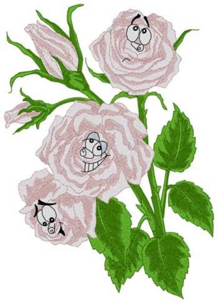 Picture of Roses Cartoon Machine Embroidery Design