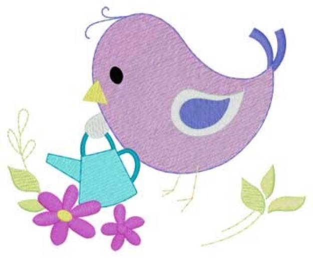 Picture of Bird & Watering Can Machine Embroidery Design