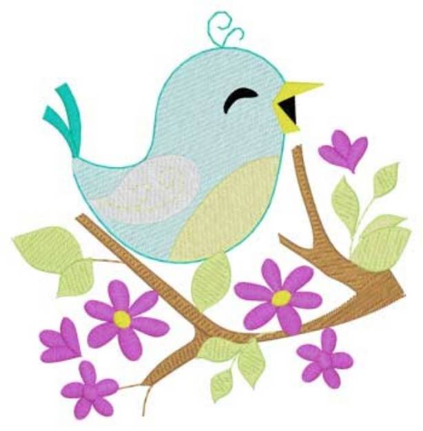 Picture of Bird In Blossoms Machine Embroidery Design