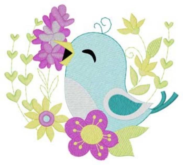 Picture of Bird In A Garden Machine Embroidery Design