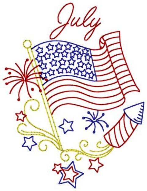 Picture of July Fireworks Machine Embroidery Design