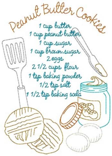 Picture of Peanut Butter Cookies Recipe Machine Embroidery Design