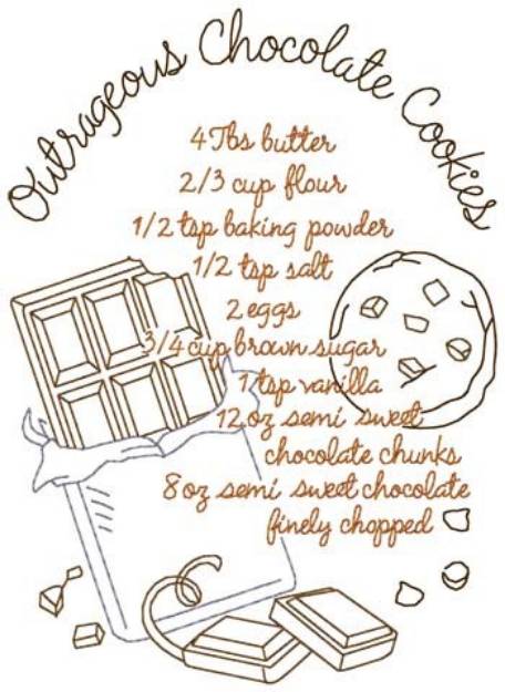 Picture of Chocolate Cookies Recipe Machine Embroidery Design