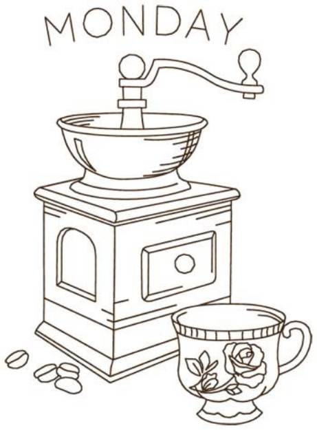 Picture of Coffee Grinder Monday Machine Embroidery Design