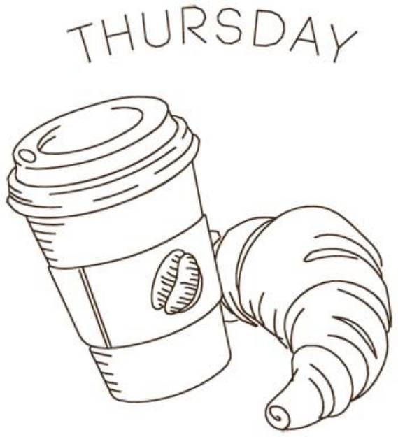 Picture of Coffee & Croissant Thursday Machine Embroidery Design