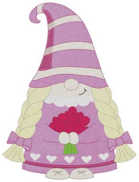 Picture of Girl Gnome & Flowers Machine Embroidery Design