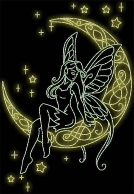 Picture of Fairy On Crescent Moon Machine Embroidery Design