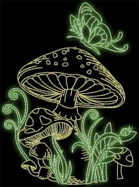Picture of Mushrooms & Butterfly Machine Embroidery Design