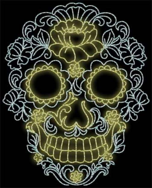 Picture of Floral Skull Machine Embroidery Design