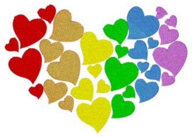 Picture of Rainbow Hearts Machine Embroidery Design