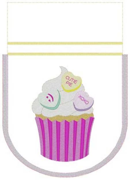 Picture of Valentine Cupcake Gift Bag Machine Embroidery Design