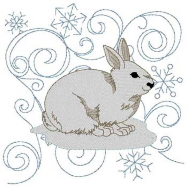 Picture of Snowshoe Hare Quilt Block Machine Embroidery Design