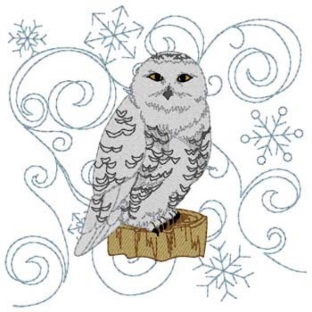 Picture of Snow Owl Quilt Square Machine Embroidery Design