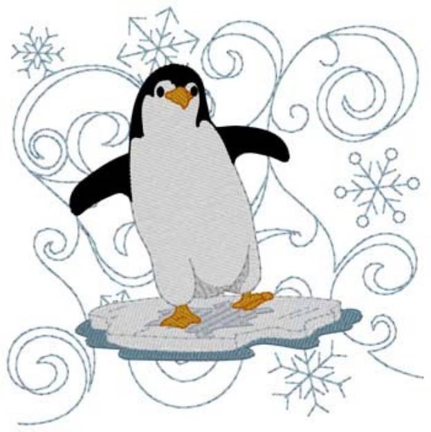 Picture of Penguin Quilt Square Machine Embroidery Design