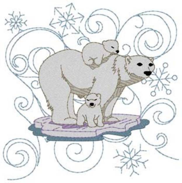 Picture of Polar Bears Quilt Square Machine Embroidery Design