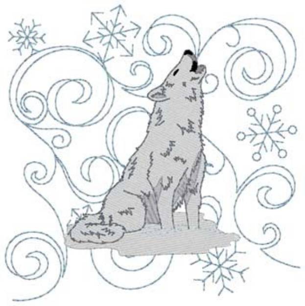 Picture of Arctic Wolf Quilt Square Machine Embroidery Design