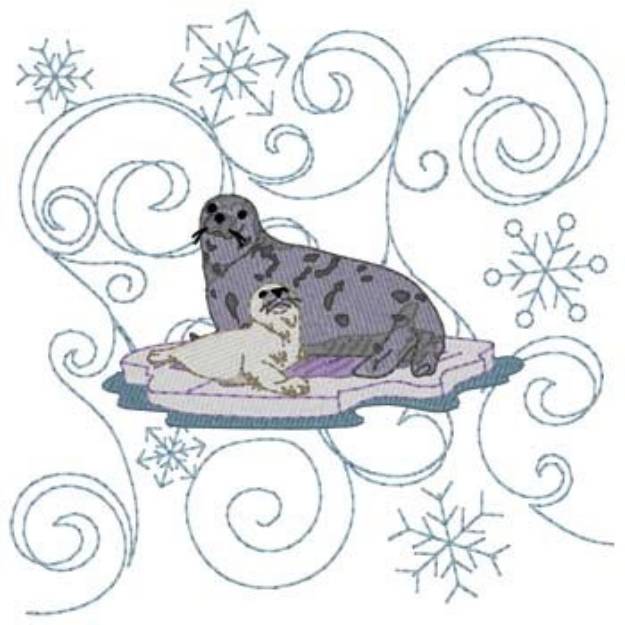 Picture of Harp Seal Quilt Square Machine Embroidery Design