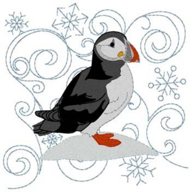 Picture of Puffin Quilt Square Machine Embroidery Design