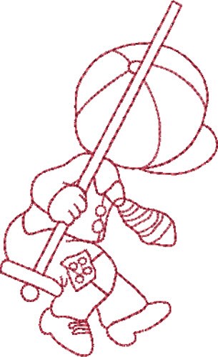Redwork Boy & Swing Machine Embroidery Design