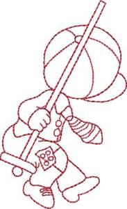 Picture of Redwork Boy & Swing Machine Embroidery Design