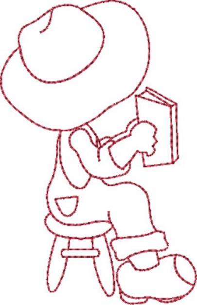 Picture of Redwork Boy Reading Machine Embroidery Design