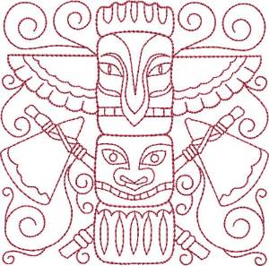 Picture of Redwork Totem Pole Machine Embroidery Design