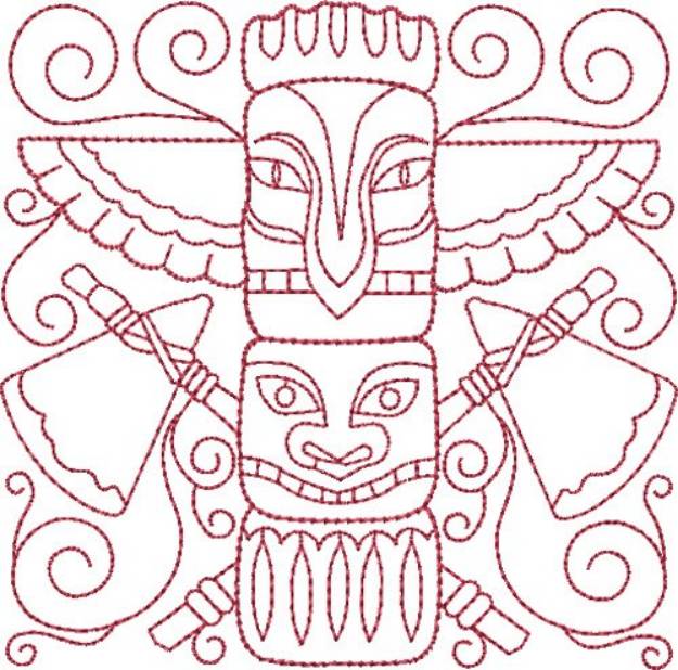 Picture of Redwork Totem Pole Machine Embroidery Design
