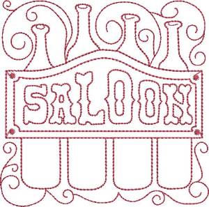Picture of Redwork Saloon Sign Machine Embroidery Design