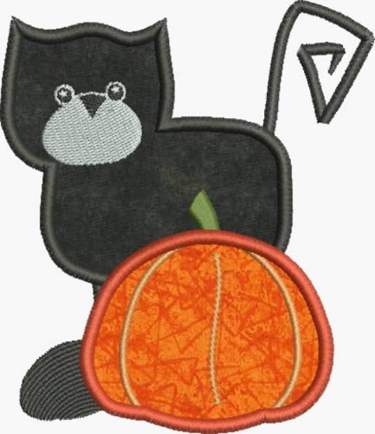 Picture of Applique Black Cat Machine Embroidery Design